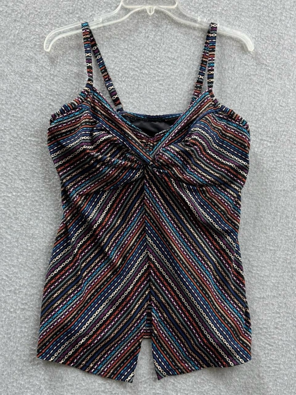 Miraclesuit Tankini Swim Top Womens 14 Love Knot Shimmer Links Babydoll Resort